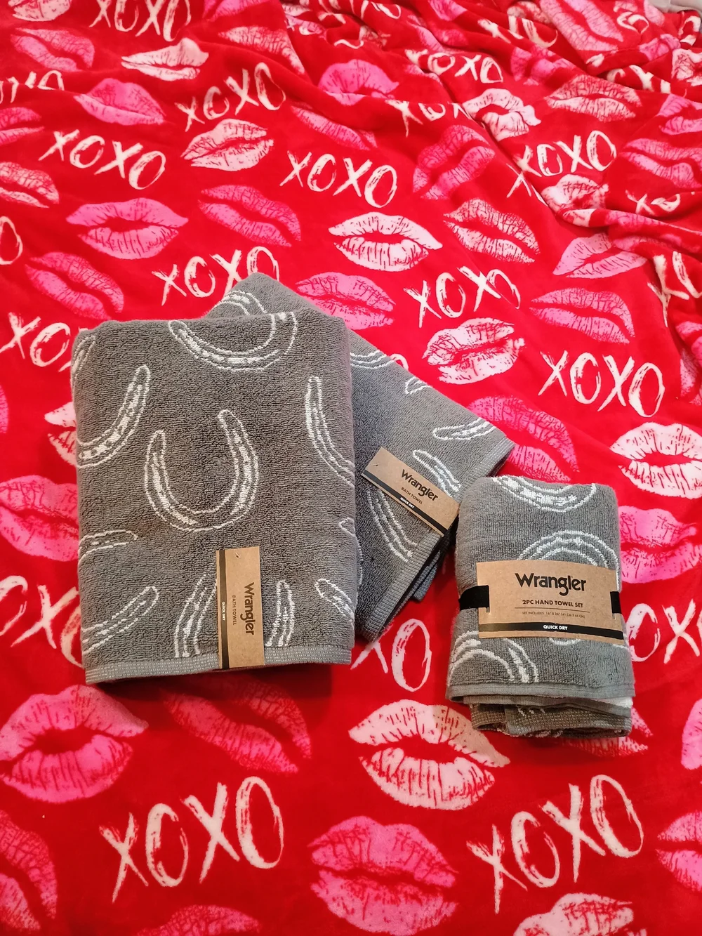 Wrangler Gray Horseshoe Pattern 2 Towel & 2 Handtowel Set